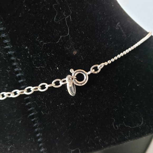 Monet Silver Toned Chain Necklace Rhinestone Dangle Charm 18 Inch - Picture 8 of 8